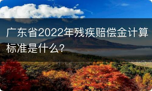 广东省2022年残疾赔偿金计算标准是什么？