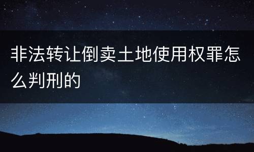 非法转让倒卖土地使用权罪怎么判刑的