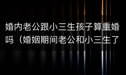 婚内老公跟小三生孩子算重婚吗（婚姻期间老公和小三生了孩子犯法吗）