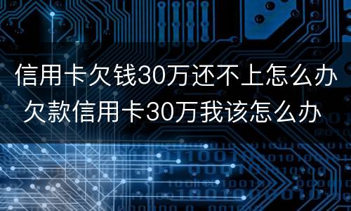 信用卡欠钱30万还不上怎么办 欠款信用卡30万我该怎么办