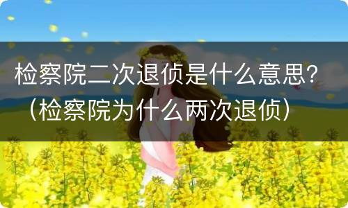 检察院二次退侦是什么意思？（检察院为什么两次退侦）
