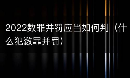 2022数罪并罚应当如何判（什么犯数罪并罚）