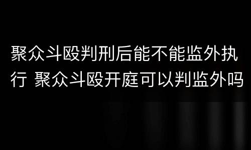 聚众斗殴判刑后能不能监外执行 聚众斗殴开庭可以判监外吗