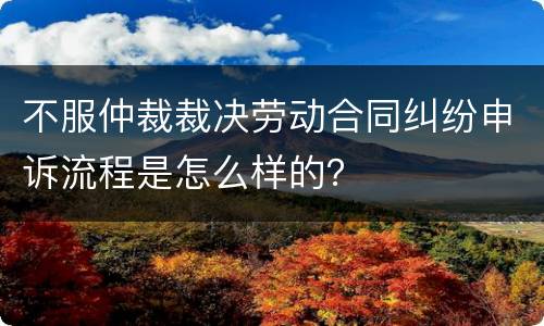 不服仲裁裁决劳动合同纠纷申诉流程是怎么样的？