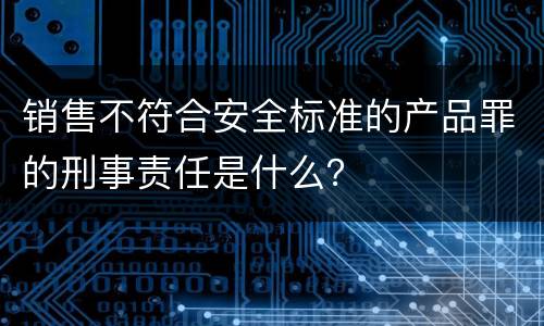 销售不符合安全标准的产品罪的刑事责任是什么？