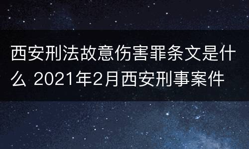 西安刑法故意伤害罪条文是什么 2021年2月西安刑事案件