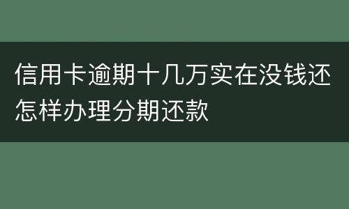 信用卡逾期十几万实在没钱还怎样办理分期还款