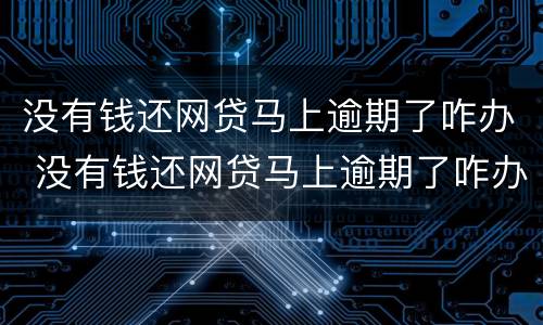 没有钱还网贷马上逾期了咋办 没有钱还网贷马上逾期了咋办呢