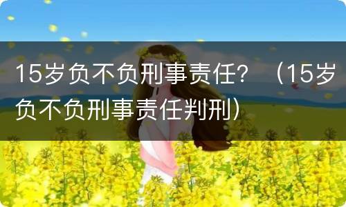 15岁负不负刑事责任？（15岁负不负刑事责任判刑）