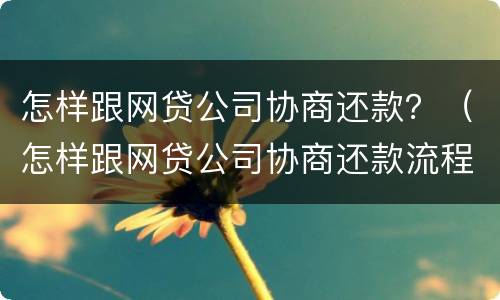 怎样跟网贷公司协商还款？（怎样跟网贷公司协商还款流程）