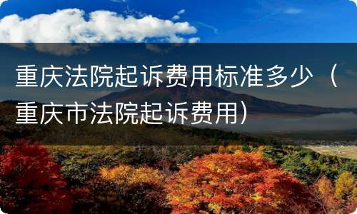 重庆法院起诉费用标准多少（重庆市法院起诉费用）