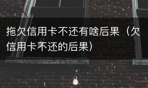 拖欠信用卡不还有啥后果（欠信用卡不还的后果）