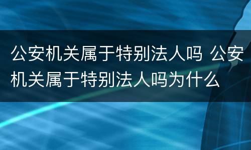 公安机关属于特别法人吗 公安机关属于特别法人吗为什么