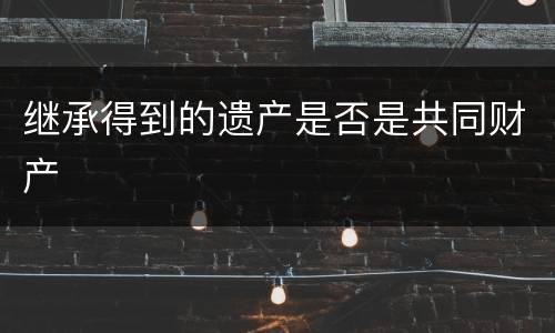 继承得到的遗产是否是共同财产