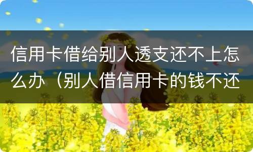信用卡借给别人透支还不上怎么办（别人借信用卡的钱不还了怎么办）