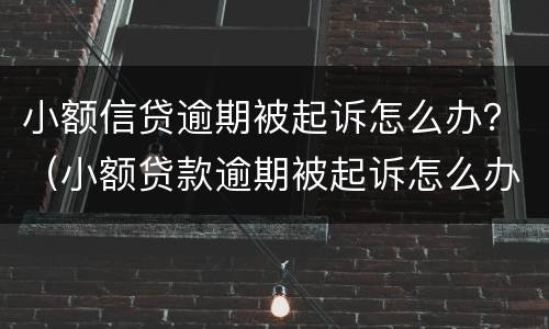 小额信贷逾期被起诉怎么办？（小额贷款逾期被起诉怎么办）