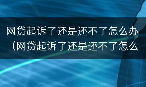 网贷起诉了还是还不了怎么办（网贷起诉了还是还不了怎么办呢）