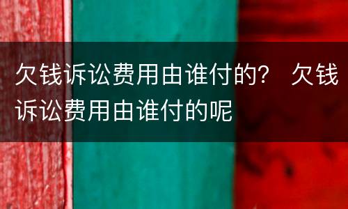 欠钱诉讼费用由谁付的？ 欠钱诉讼费用由谁付的呢