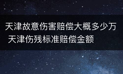 天津故意伤害赔偿大概多少万 天津伤残标准赔偿金额