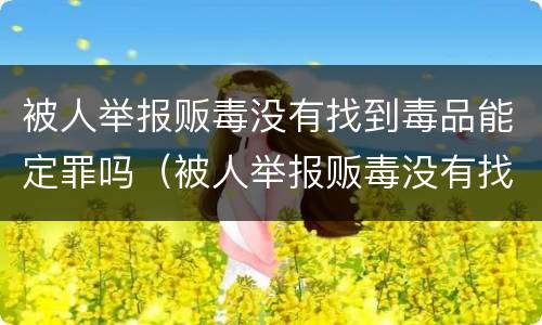 被人举报贩毒没有找到毒品能定罪吗（被人举报贩毒没有找到毒品能定罪吗怎么办）