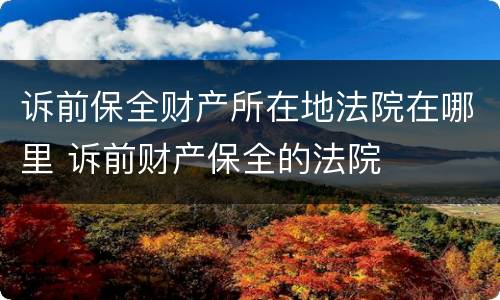 诉前保全财产所在地法院在哪里 诉前财产保全的法院