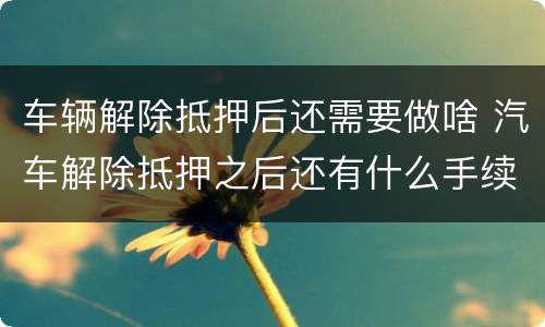 车辆解除抵押后还需要做啥 汽车解除抵押之后还有什么手续