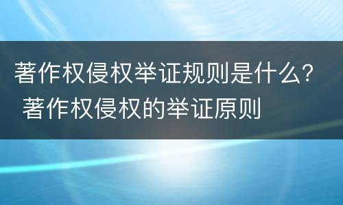著作权侵权举证规则是什么？ 著作权侵权的举证原则