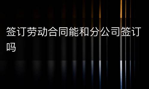 签订劳动合同能和分公司签订吗