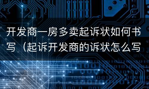 开发商一房多卖起诉状如何书写（起诉开发商的诉状怎么写）