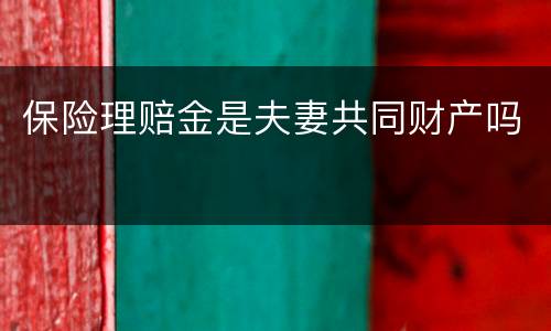保险理赔金是夫妻共同财产吗