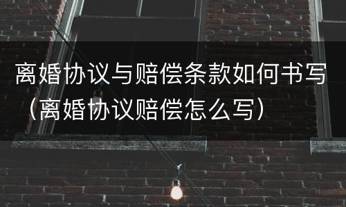 离婚协议与赔偿条款如何书写（离婚协议赔偿怎么写）