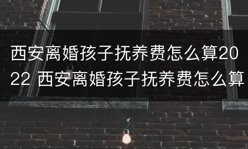 西安离婚孩子抚养费怎么算2022 西安离婚孩子抚养费怎么算2022年