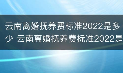 云南离婚抚养费标准2022是多少 云南离婚抚养费标准2022是多少呢