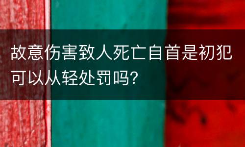 故意伤害致人死亡自首是初犯可以从轻处罚吗？