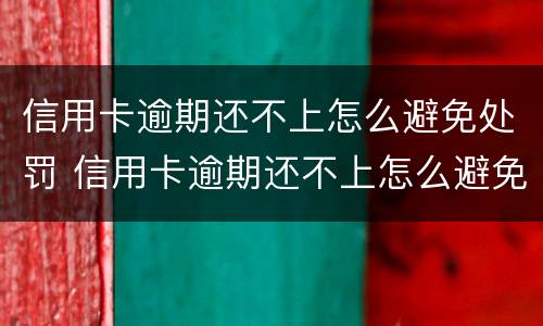 信用卡逾期还不上怎么避免处罚 信用卡逾期还不上怎么避免处罚呢