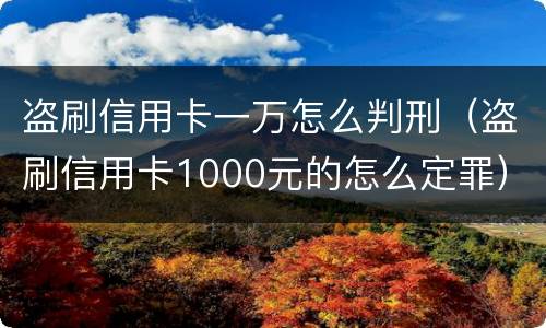 盗刷信用卡一万怎么判刑（盗刷信用卡1000元的怎么定罪）