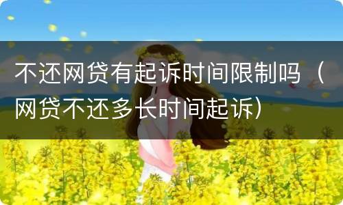 不还网贷有起诉时间限制吗（网贷不还多长时间起诉）