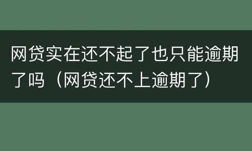 网贷实在还不起了也只能逾期了吗（网贷还不上逾期了）