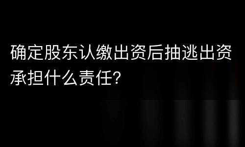 确定股东认缴出资后抽逃出资承担什么责任？