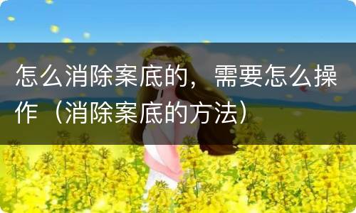 怎么消除案底的，需要怎么操作（消除案底的方法）