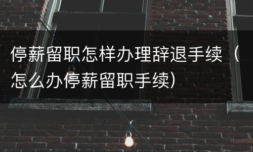 停薪留职怎样办理辞退手续（怎么办停薪留职手续）