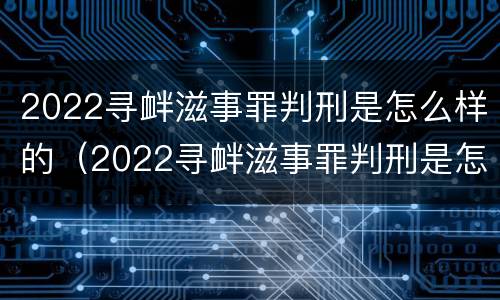 2022寻衅滋事罪判刑是怎么样的（2022寻衅滋事罪判刑是怎么样的案件）