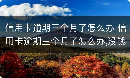信用卡逾期三个月了怎么办 信用卡逾期三个月了怎么办,没钱还