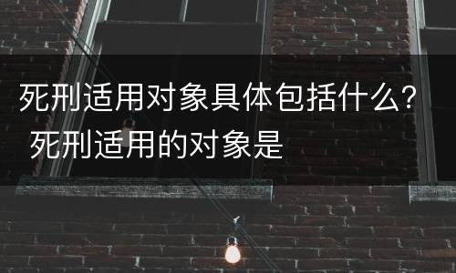 死刑适用对象具体包括什么？ 死刑适用的对象是