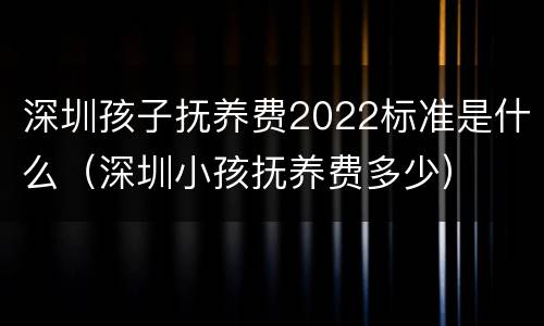 深圳孩子抚养费2022标准是什么（深圳小孩抚养费多少）