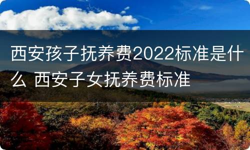 西安孩子抚养费2022标准是什么 西安子女抚养费标准