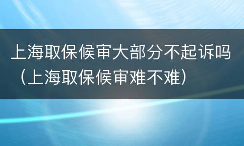 上海取保候审大部分不起诉吗（上海取保候审难不难）