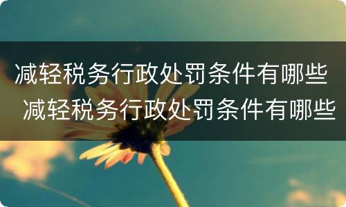 减轻税务行政处罚条件有哪些 减轻税务行政处罚条件有哪些规定