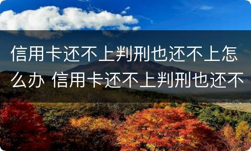 信用卡还不上判刑也还不上怎么办 信用卡还不上判刑也还不上怎么办呢
