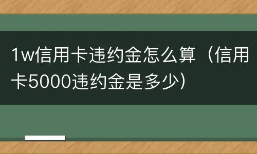 1w信用卡违约金怎么算（信用卡5000违约金是多少）